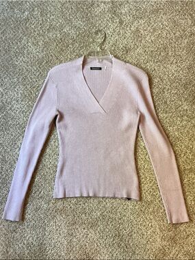 Tahari Blush Pink (or light lavender)Ribbed V-Neck Sweater